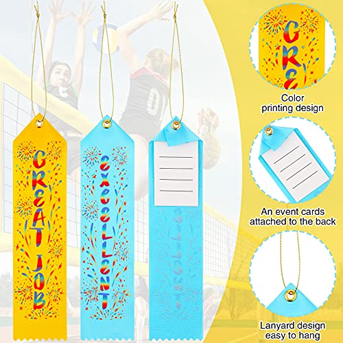 Award Ribbons Bulk Participant Ribbons for Prizes Fun Award Ribbons Honorable Mention Set with Event Card and Rope for Kids Competition Sports Event School Contest (Classic, 50 Pieces) - Thumbnail 2