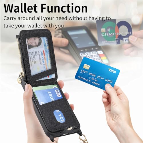 Étui en cuir iPhone 14 Plus ENILSA marron style portefeuille chic avec lanière - 4