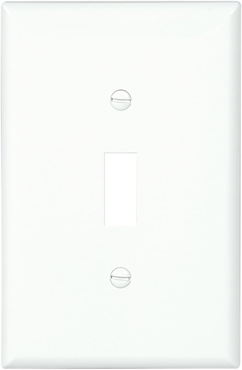 Eaton PJ1W Mid-Size Polycarbonate 1-Gang Toggle Switch Wallplate, White