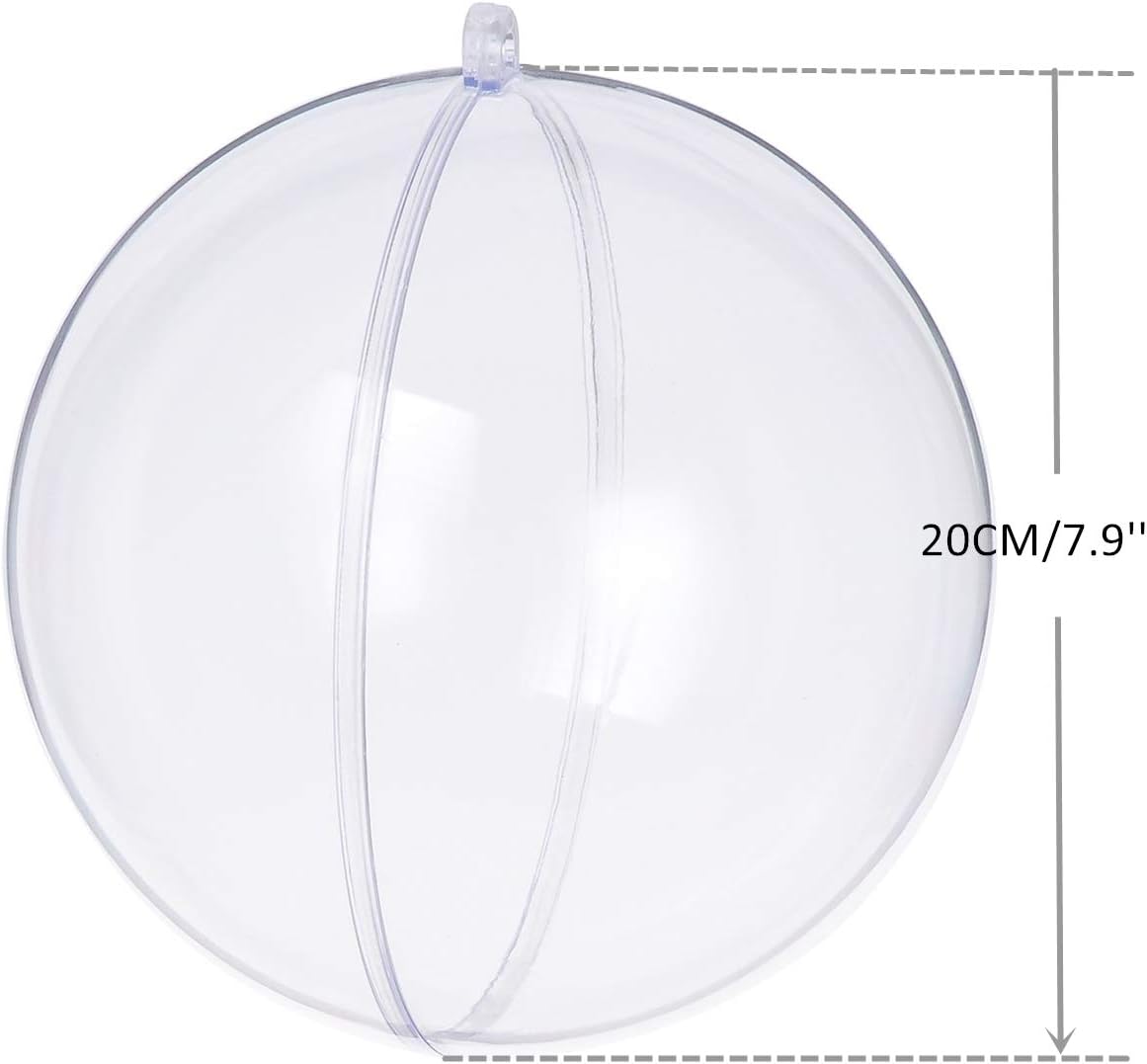 Clear Plastic Fillable Ornaments Ball, DIY Ornaments for Christmas, Wedding, Party, Home Decor (200mm Diameter /2pcs) - Image 3