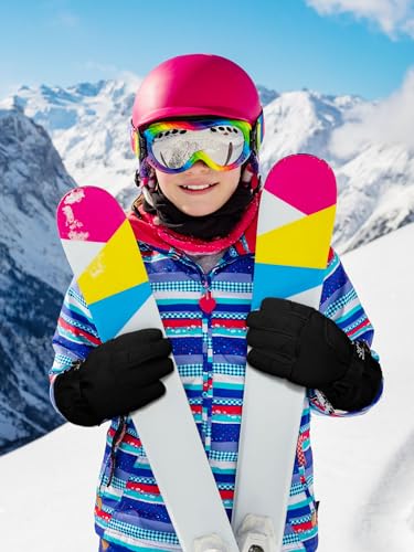 Image of SATINIOR 2 Pairs Kids Waterproof Winter Snow Gloves Ski Gloves for Boy Girl Outdoor Warm Thickening Snowboard