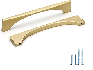 10Pack homdiy Door Handles Gold Cabinet Handles- LS8066 Drawer Pulls Zinc Alloy Drawer Handles Square Kitchen Cupboard Handles 5in(128mm)