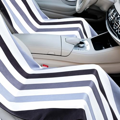 Image of 2 Pack Car Seat Towel Cover with Storage Bag, Black Vertical Stripes | 63 x 32 in Car Towel Seat Cover Non Slip Waterproof, Gym Workout Swimming Running, Machine Washable Sweat Absorbent Protector