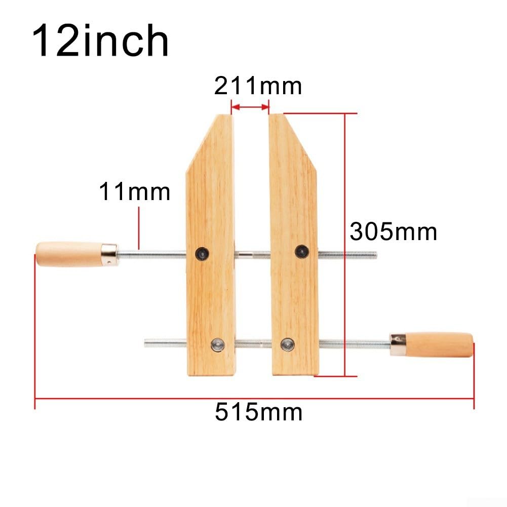 Morsetto regolabile a vite in legno con manici in legno duro rinforzato da ghiere in acciaio per una pressione di serraggio costante e confortevole (30,5 cm)