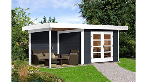 WEKA Gartenhaus | Chillout | anthrazit | 585 x 314 x 217 cm (BxTxH) | 28 mm Wandstärke - 4004581444822 WEKA Gartenhaus | Chillout | anthrazit | 585 x 314 x 217 cm (BxTxH) | 28 mm Wandstärke