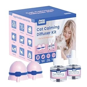 JOURNEWARD Cat Calming Diffuser â 2 Plug-in Diffusers + 2 Refills, Cat Pheromones Calming Diffuser, Pheromone Diffuser to Calm Cats, Cat Anxiety Relief, Calming Cat Diffuser