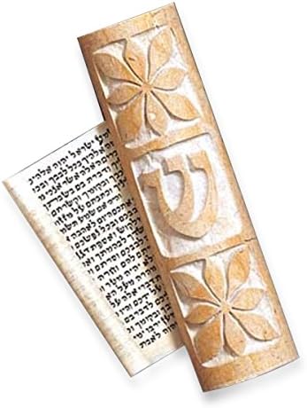 Mezuzah Scroll Case For Door - Caesarea Arts JERUSALEM STONE MEZUZAH WITH A CORONET DESIGN - Large (Bundle)