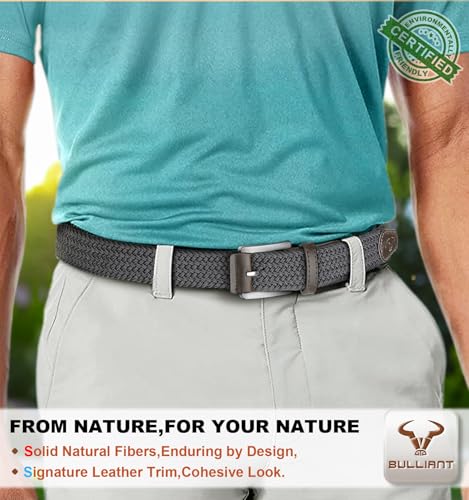 Image of BULLIANT Men's Woven Braided Stretch Web Golf Belt 1 3 /8 inch-Gift Boxed
