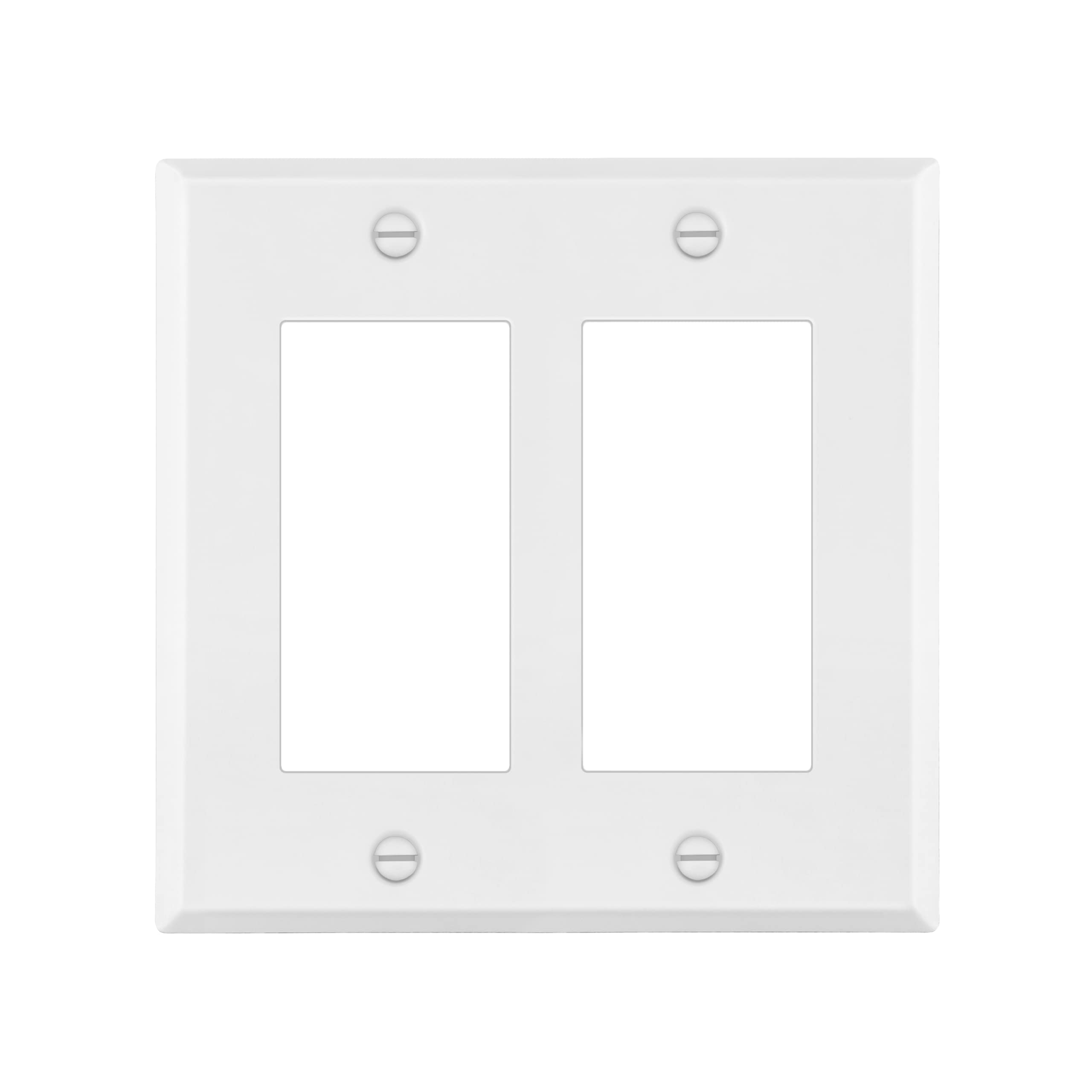 ENERLITES Double Decorator Switch Metal Wall Plate, Outlet Cover, Corrosion Resistant, Standard Size 2-Gang 4.50" x 4.57", Powder Coated Stamped Steel