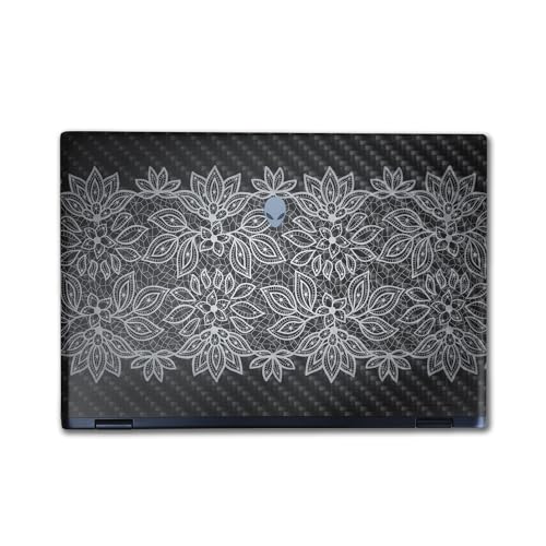 Image of Carbon Fiber Laptop Skin Compatible with Alienware M16 R2 (2024) - Floral Lace - Premium 3M Vinyl Protective Wrap Decal Cover - Easy to Apply | Crafted in The USA by MightySkins