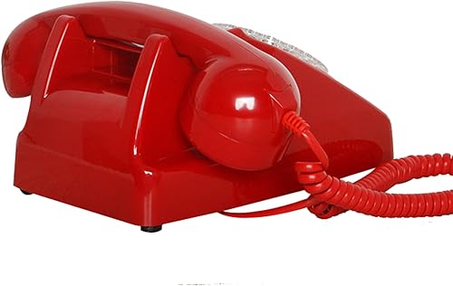 Vista 11 de Teléfono, Teléfonos fijos con cable para el hogar, teléfono retro de la vieja moda con teclado de marcación giratoria, teléfonos antiguos de la moda