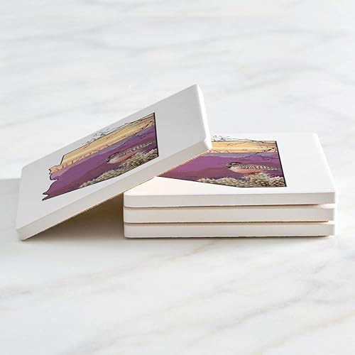 Miniatura 3 de Arizona Coaster, Joyride Home Decor 4 posavasos de cerámica, posavasos cuadrados de 4 pulgadas, juego de 4, parte trasera de corcho antideslizante,