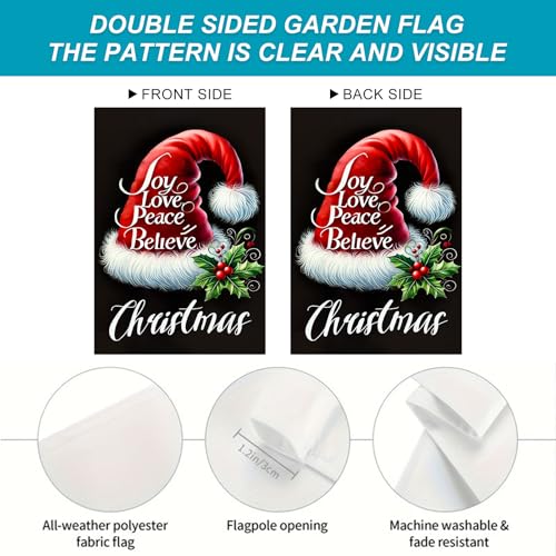 Image of BlissYard Christmas Garden Flag 12x18 Inch Santa Hat Words Yard Decor