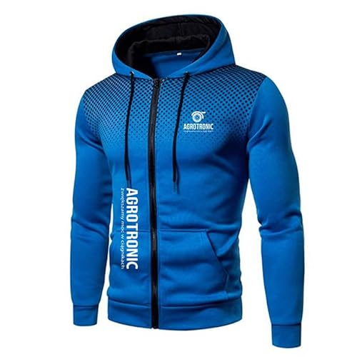 YUBEIER Sweat à capuche à pois pour homme avec poches Agro.t_ronic Outdoor Casual Zip Cardigan Polaire Veste de sport, bleu, L
