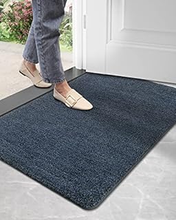 DEXI Dirt Trapper Door Mat,Non-slip Barrier Mats for Indoor and Outdoor,Super Absorbent Entrance Rug Machine Washable Soft Floor Mat Carpet(Brown-Blue,80 x 120 cm