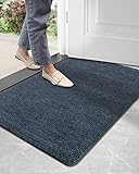 DEXI Felpudo de Entrada 60 x 90 cm,Alfombrilla Antideslizante,Absorbente,Lavable a Máquina,Alfombra para Puerta Interior y Exterior,Pasillo,Puerta Trasera Delantera(Azul-Negro)