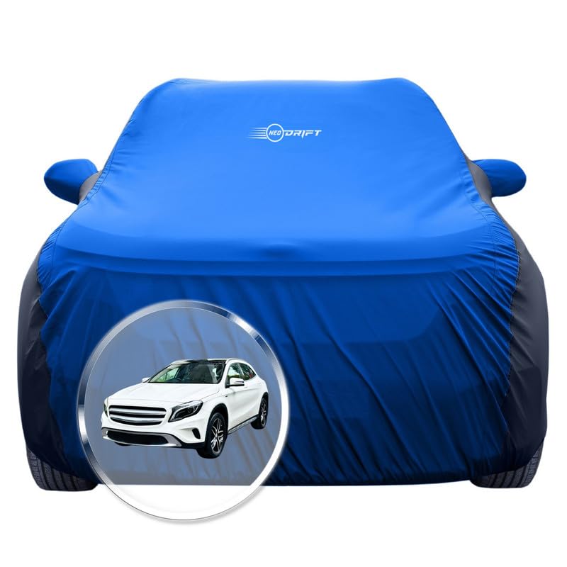 Image of NEODRIFT 'SuperTech' Car Cover for Mercedes GLA 200 (100% Water-Resistant, All Weather Protection, Tailored Fit, Multi-Layered & Breathable Fabric) (Colour: Sky Blue+Black)