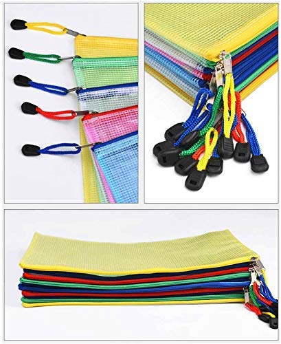 10 stuks B5/B4/A4/bestandstassen, meerkleurige plastic documentzakken rits portemonnee mappen mesh rits zakje documenthouder voor kantoor, thuis, school, reizen