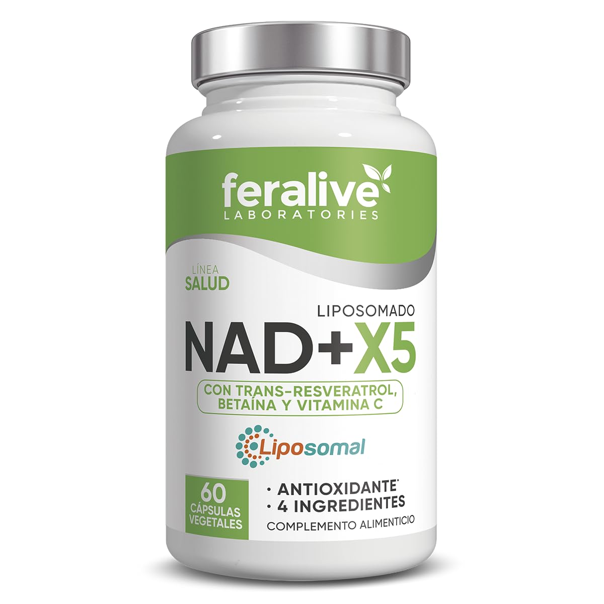 NAD+X5 60 Cápsulas Liposomadas – NAD+ + Trans-Resveratrol + Betaína – Suplemento para Energía Celular, Vitalidad y Longevidad