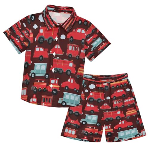 Image of Boccsty Red Strawberry Boy Summer Shorts Sets Hawaiian Toddler Boys T-Shirt & Pants 2 Pcs 3T-10T