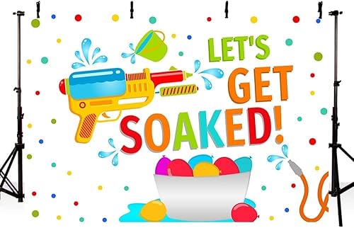 Miniatura 9 de MEHOFOND - Globos de agua sumergidos de verano de 59.7 x 4.9ft, pistola de agua, salpicaduras, confeti para chico y niña, fiesta de cumpleaños,