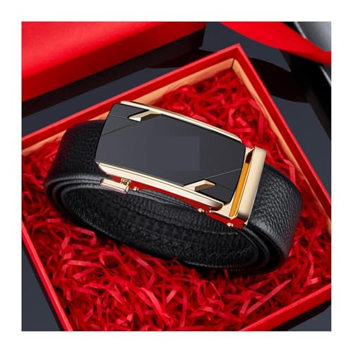 Genuine Leather Men's Business Belt, High-end Automatic Buckle Formal Versatile Belt(130cm,Silver)2