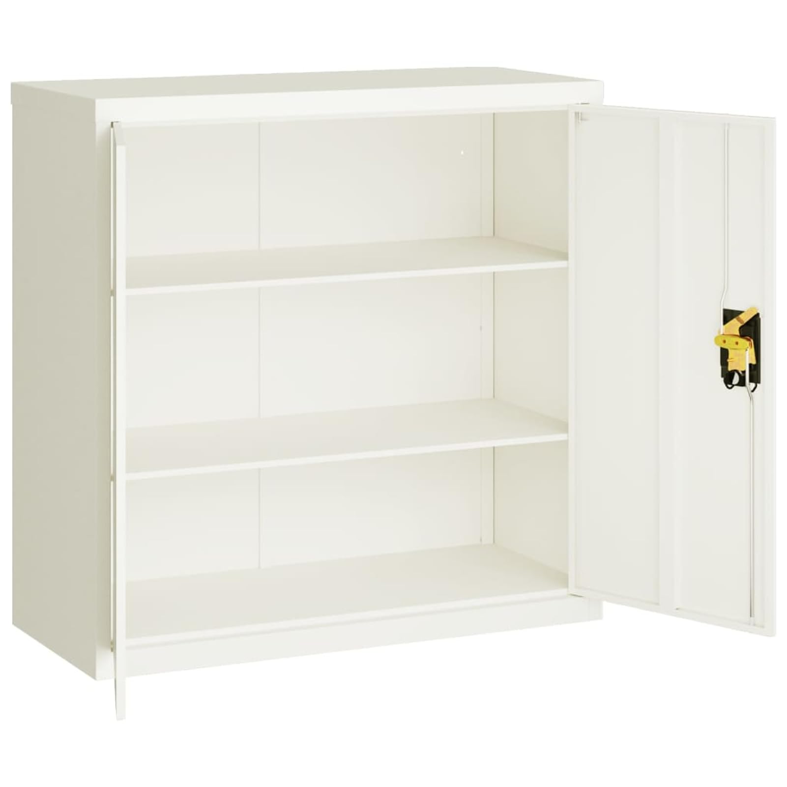 Homgoday Classificatore per Documenti in Acciaio Verniciato a Polvere, 2 Ripiani, Ante Bloccabili, Bianco, 90x40x90 cm, Capacit¨¤ di Carico 30 kg per Ripiano, Assemblaggio Richiesto