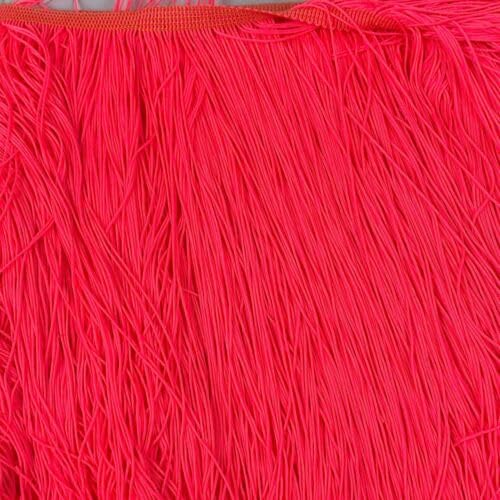Neon Fringe Trim Lace Polyester Fiber Tassel 12in Per Yard Neon Pink Fabric