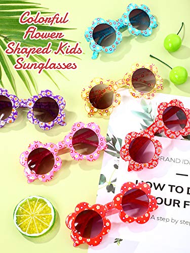 Weewooday 6 Pairs Flower Kids Sunglasses Cute Round Sunglasses Colorful Flower Shaped Party Sunglasses For Toddler Kids Boys Girl Travel Outdoor Photography #TOP6