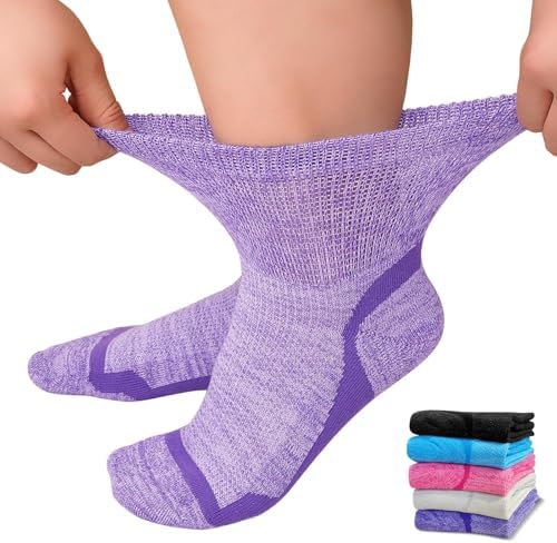ZFSOCK Diabetiker Socken Herren Damen: Bambus Diabetikersocken Ohne Gummibund Ohne Naht Gesundheitssocken Ohne Gummi Wadenlange Business Socken mit Komfortbund Plüschsohle