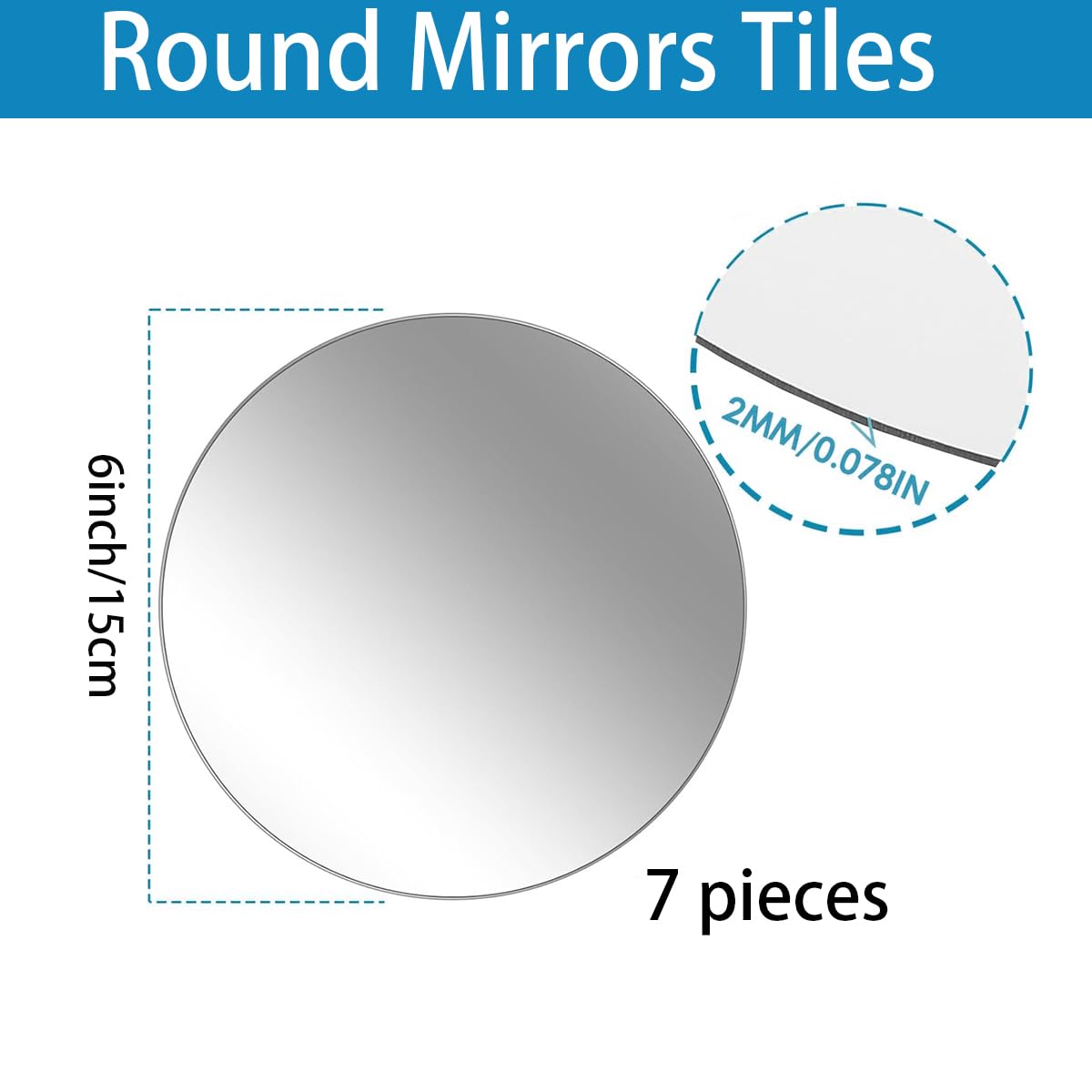 Small Round Mirrors for Centerpieces, 6 Inch 7PCS 2mm Acrylic Mirrors Candle Plate Circle Mirror Candles Trays Mirror Tiles for Wedding Table Centerpieces Birthday Decorations, Crafts, Wall Decor