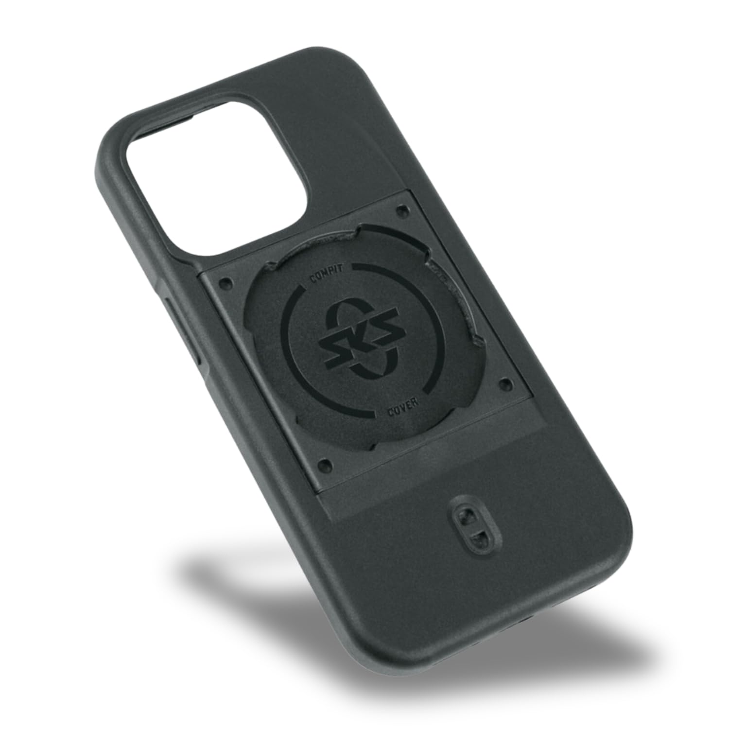 SKS GERMANY COMPIT Cover for iPhone 15 Pro Mobile Phone Case with Attachment for COMPIT System (Comfortable Feel, Shock-Absorbing, with Mounting Device, Made of Abrasion-Resistant Plastic) black