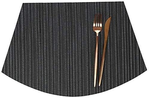 Place Mats and Table Mats Center,1 Round Table Placemat 4 Wedge Shaped Place Mats, Heat Resistant Washable Wedge Table Mats for Round Table Set of 5 (Black:4+1)