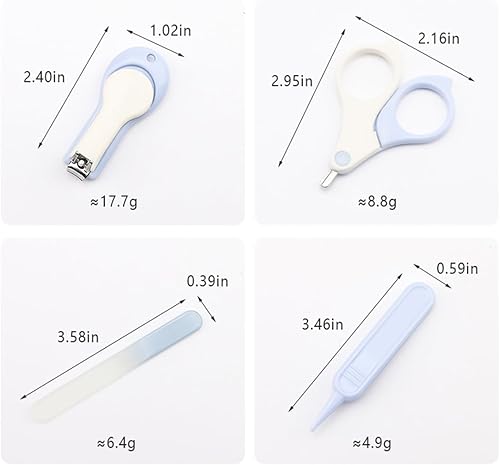 Miniatura 2 de MiHerom Juego de cuidado de uñas 4 en 1 para bebé con estuche lindo cortaúñas para bebés, tijeras, lima de uñas, pinzas, kit de manicura para bebés,