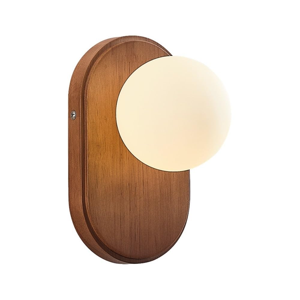 moderna lampada da parete per interni a led Applique da parete in vetro di latte vintage adatta agli affittuari con luce da parete moderna di metà secolo in legno for arredamento rustico da fattoria,