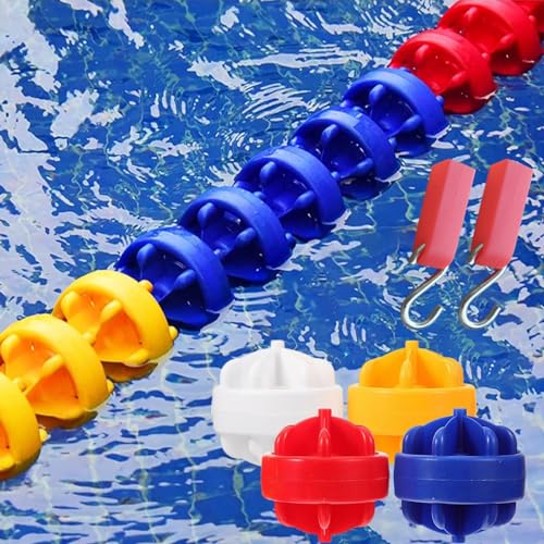 Pool Safety Float Line Divider Rope Kits, Swimming Pool Strong Buoyancy Divider Floats, 8 Buoys/m Pool Lane Buoy Lines for Commercial Competition