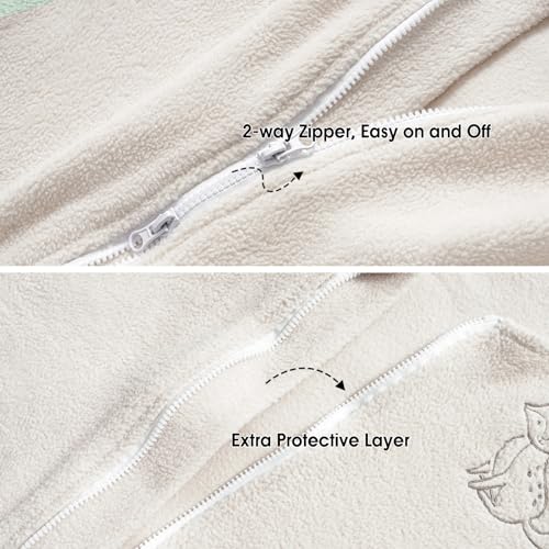 Image of PHF Warm Micro-Fleece Baby Sleep Sack 18-24 Months, Soft Baby Wearable Blanket, 2-Way Zipper Sleeping Bags, 2 Pack Comfy Sleeping Sack for Infant Newborn Girls, X-Large Size, Oat Milk & Pink