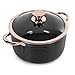 Price comparison product image Tower T800002RB Casserole Dish with Lid, Linear Collection with Easy Clean Non-Stick Ceramic Coating, Aluminium, Black and Rose Gold, 5 Litre