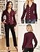 GRACE KARIN 2025 Fall Women Office Shirts,Long Lantern Sleeves Work Tops,V Neck Slim Outfits S Wine Red