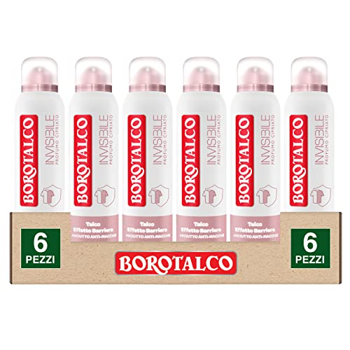 Borotalco Deo Deo Deo 48h Deo mit Talk Barriereeffekt, trocken, schmutzabweisend, ohne Alkohol, puderförmiger Duft, 6 Flaschen à 150 ml