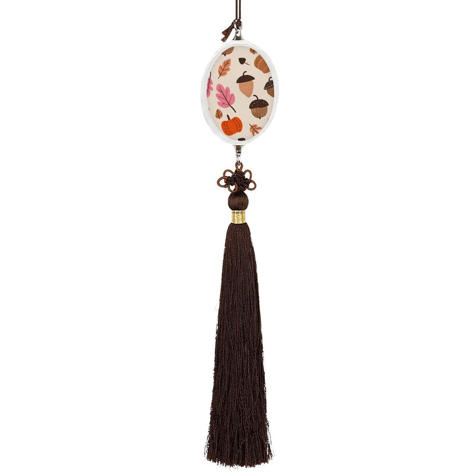 Crystal Car Pendant Charms Ellipse Crystal Rear View Mirror Charms Pumpkins And Acorns Auto Hanging Interior Ornament Pendant Car Interior Accessories for Women Men Auto Decor