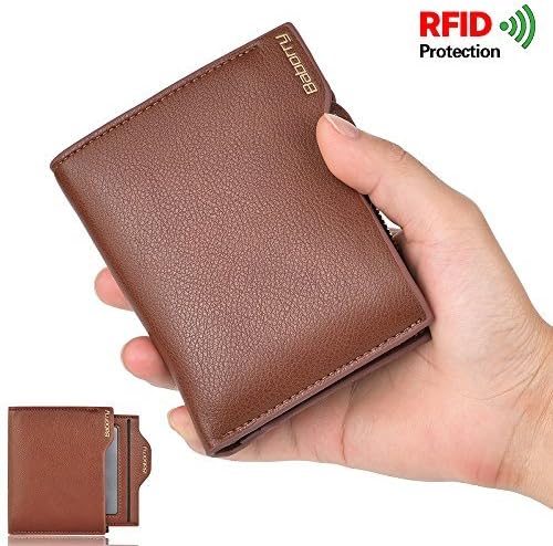 Men RFID Multi-Card Trifold Passcase Slim Front Pocket Leather Wallet with Coin Pocket/Credit card holder/Money Clip [KARNI&SOUL]