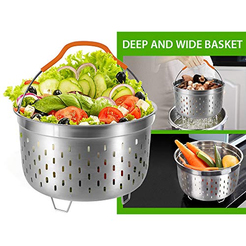 amorus 18 Pieces Accessories for Instant Pot 6 8 Qt Pressure Cooker Accessory Set - 2 Steamer Baskets, Springform Pan, Egg Bites Mold, Stackable Egg Steamer Rack(Green)