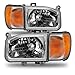 AKKON - Fit 1999 2000 2001 2002 2003 2004 Nissan Pathfinder 99-04 Halogen Type w/Corner 4pcs Headlights Headlamp OE Style Chrome