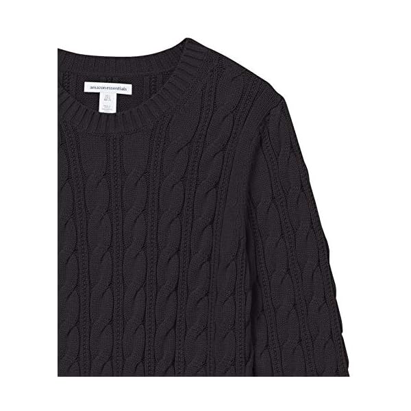 Amazon-Essentials-Womens-Long-Sleeve-100-Cotton-Cable-Crewneck-Sweater Amazon Essentials Women's Long-Sleeve 100% Cotton Cable Crewneck Sweater, Black, Medium