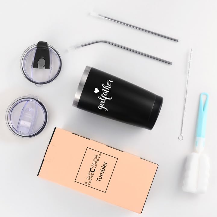 Miniatura 8 de Regalo de padrino, vaso aislado de acero inoxidable con tapa, regalos para padrino de parte del ahijado, regalos de Navidad para el día del padre,
