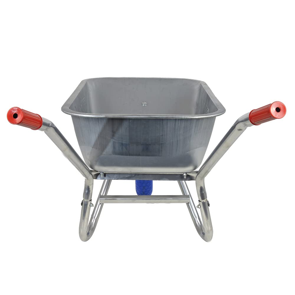 BPA Schubkarre Vollgummi mit Vollgummirad Vollgummireifen Bauschubkarre Schubkarren pannensicher Scheibtruhe Gartenkarre | 100 Liter Mulde verzinkt | PU Rad blau mit Kugellager