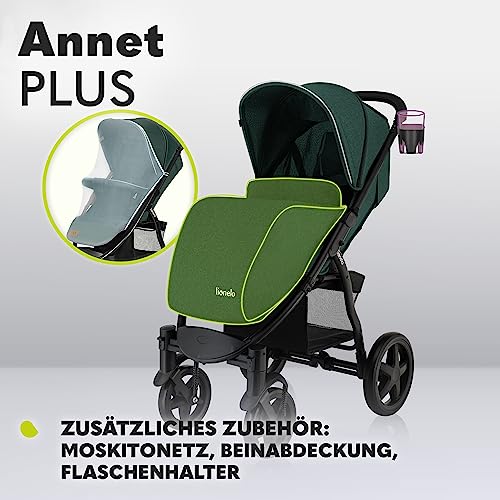 LIONELO Annet Buggy bis 22 kg mit Liegefunktion, Kinderwagen klein zusammenklappbar mit Zubehör, Eva-Schaum-Räder, Moskitonetz, Fußdecke Getränkehalter, Korb
