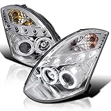 Spec-D Tuning Twin Halo Led Chrome Housing Clear Lens Projector Headlights Compatible with Infiniti...