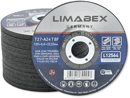 10x Schruppscheiben 125 mm für Metall Stahl Edelstahl 125 x 6 4 x 22 23 mm Verstärkte INOX Metallschruppscheiben für Winkelschleifer LIMABEX